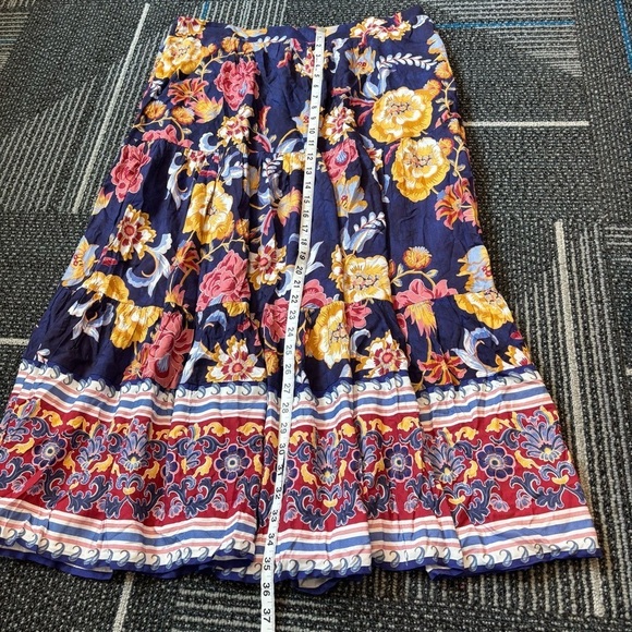 Soft Surroundings Large Kara Maxi Skirt Navy Floral Tiered Pockets - Picture 12 of 13